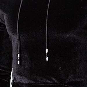 Sudaderas con capucha de terciopelo para hombre, suéter con capucha de manga larga de Color sólido, blusa cálida de invierno a la moda informal - Product Image 3