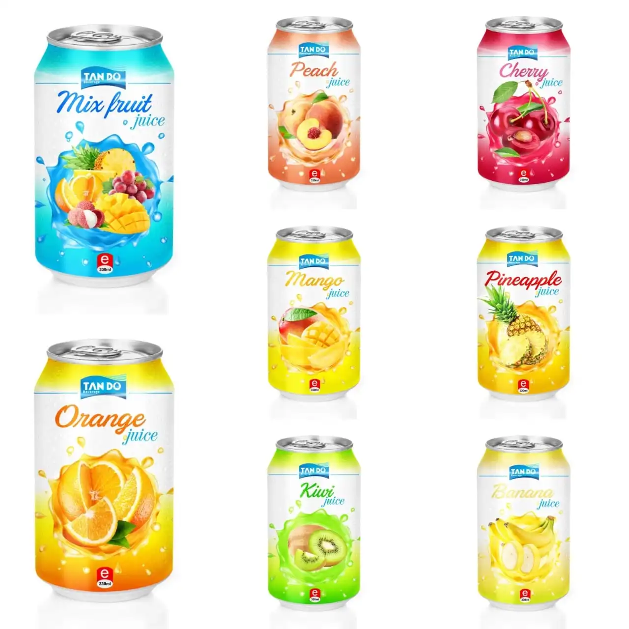 Wholesale Fruit Juice Drink 330ml Canned TANDO Cheap price can Private Label Delicious Juice Drink