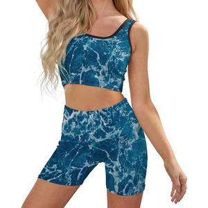 Tight Fitness Tummy Control Mujeres Yoga Set 2 PCS Workout Athletic Shorts Leggings y Sports Bra Set Tamaño personalizado - Product Image 1