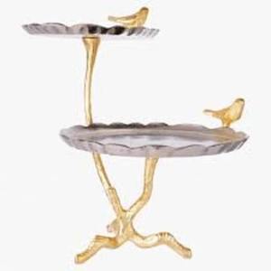 Présentoir à Gâteau Décoratif Personnalisé en Acier Inoxydable à Deux Niveaux Style de Luxe 1ère Classe Présentoir à Gâteau Décoratif de Table pour Mariage - Product Image 4