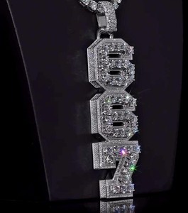 Pendentif personnalisé en argent sterling 925 avec lettre, diamant Moissanite VVS, style hip-hop, pour homme et femme, bijoux de luxe - Product Image 1