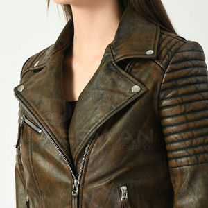 Chaqueta de cuero Estilo bombardero clásico Ropa de abrigo cálida para clima frío Chaqueta para mujer - Product Image 5