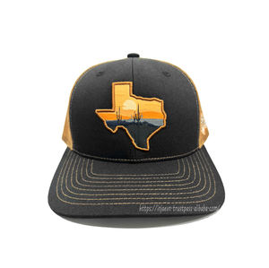 Chapeaux de camionneur de patch de broderie de drapeau des États-Unis du Texas, chapeaux de camionneur de haute qualité de quantité minimale de commande bas fabriqués par OEM de broderie 3D personnalisée - Product Image 1