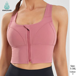Soutien-gorge de sport actif en nylon et élasthanne grande taille, vêtements de fitness, soutien-gorge de sport pour la course à pied pour femmes, soutien-gorge à impact élevé avec fermeture éclair sur le devant - Product Image 6
