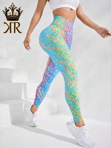 Leggings de fitness respirants en spandex/nylon/coton de style vintage imprimés en 3D pour femmes pour l'entraînement de gymnastique - Product Image 5