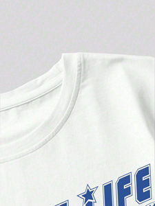 Camiseta Formal de estambre de algodón 100% para hombre, diseño personalizado con patrón de letras, Manga corta duradera, antibolitas, logotipo serigrafiado - Product Image 4