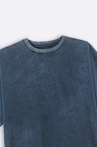 เสื้อยืดโอเวอร์ไซส์ทรงเรโทร OEM ผ้าฝ้ายถักเนื้อหนัก 100% สำหรับผู้ชาย ล้างสีแบบแอซิดวอช พร้อมลายพิมพ์ดิจิทัลตัวอักษรโลโก้แบบกำหนดเอง - Product Image 2