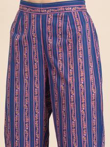 Mujeres étnicas púrpura floral impreso puro algodón Kurta con pantalones indio pakistaní salwaar kameez traje - Product Image 4