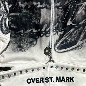 Sudadera con Capucha de Invierno para Hombre, 100% Algodón, con Estampado de Tinta, Hombros Caídos, Cierre de Cremallera, Bolsillo de Felpa, Bordado con Logotipo Personalizado, Lavado Ácido, Estilo Vintage - Product Image 6