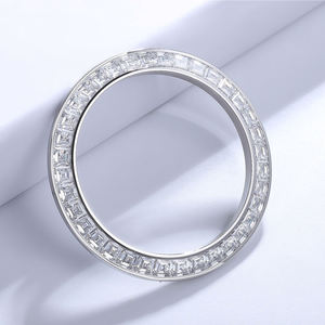 Lunette de montre en diamant moissanite, claire, glacée, luxe, acier inoxydable, lunette de remplacement personnalisée pour la personnalisation de la montre - Product Image 1