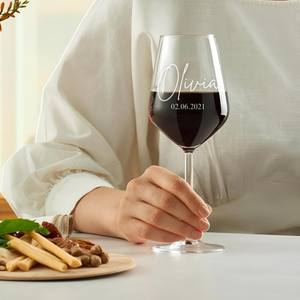 Clegant clear <b>glass</b> wine <b>glass</b> with slender stem, and sophisticated table presentation for formal dining - Product Image 6