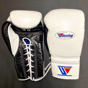Guantes de Boxeo Profesionales Blancos de Alta Calidad % Cuero Genuino Cierre de Cordones para Muñeca Diseño Personalizable - Product Image 1