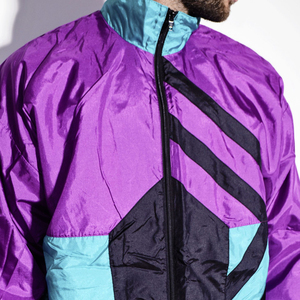 Chándal cortavientos con capucha y patrón de tubería reflectante de dos piezas para hombre, ropa de calle, chaqueta de trabajo personalizable - Product Image 3