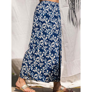 Mala Indigo <b>High</b>-<b>Waisted</b> Flare Palazzo Pants-Breathable Wrinkled Modal <b>Cargo</b> Trousers - Product Image 5