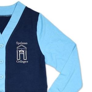 Cárdigan de suéteres azules con diseño de bordado personalizado de alta calidad - Product Image 4