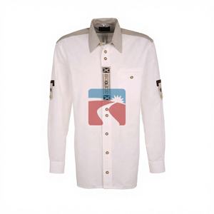 Chemises en popeline blanches à carreaux vintage 100 % coton à manches longues avec boutons en corne pour hommes et femmes, idéales pour l'été et les fêtes d'Oktoberfest (vente en gros) - Product Image 1