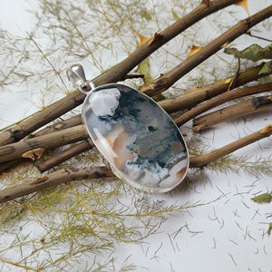 สร้อยคอ925เงินสเตอร์ลิงประดับอัญมณีอัญมณีอัญมณีอัญมณีอัญมณีสีส้มมอสแฮนด์เมด - Product Image 2