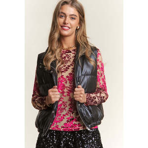 Gilet Imbottito Casual da Donna con Zip, Finitura Metallizzata Lucida, Logo Personalizzato Ricamato, Imbottitura in Cotone, Tessuto Personalizzabile - Product Image 4