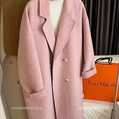 9146 #2023 Phụ Nữ Dày Hai Mặt Áo Khoác Len Lỏng Lẻo Dài Cashmere Áo Khoác Phụ Nữ Chất Lượng Cao Cuối Ấm Len Áo Khoác