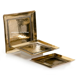 Ensemble martelé de deux plateaux à chocolat Plateau à chocolat design de forme ronde Plateau à chocolat élégant classique - Product Image 6