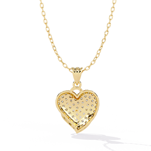 Colgante de corazón doble de oro amarillo de 14 quilates con diamantes naturales de 1.80ct Joyería de collar de ajuste de pavé de alta calidad - Product Image 6
