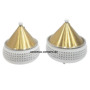 Juego de dos ollas de metal cazuela hecha a mano de calidad superior clásico elegante nuevo calentador de alimentos de metal - Product Image 2