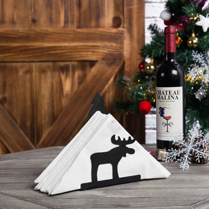 Porte-serviettes élégant en métal noir renne arbre de Noël utilisation pour dessus de table de cuisine porte-serviettes en métal en forme créative - Product Image 2
