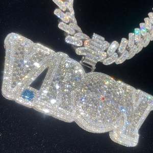 Blanco sólido 10K chapado en oro VVS1 Moissanite colgante letra personalizada S925 plata esterlina Unisex garra ajuste para fiestas Hip Hop - Product Image 2