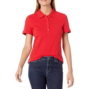 Camiseta Polo de poliéster para mujer de la mejor calidad duradera, informal, corta, tasa ajustable, estampado de logotipo, decoración, directo de fábrica, OEM - Product Image 1