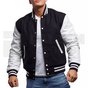 Offre Spéciale hommes Varsity Baseball veste haute rue décontracté en cuir manches lettre motif hiver Bomber veste Letterman veste - Product Image 4