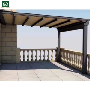 Pergola murale rétractable avec toit en PVC blanc, auvent de terrasse coulissant, couverture de patio - Product Image 5