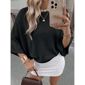 Suéter Oversize con Cuello Barco y Mangas Murciélago Blanco XXS para Mujer - Product Image 6