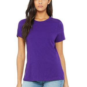 T-shirt uni à col ras du cou pour femme, sur mesure, spécial pour l'été - Product Image 1