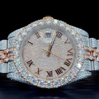 Montre de luxe pour homme Al Malik, sertie de diamants, 40 mm, 20 mm, quartz, acier inoxydable, moissanite VVS1, chiffres romains, bicolore, écologique