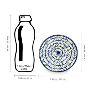 Juego de 2 placas laterales/cuartos de cerámica pintadas a mano Indigo Chevron aptas para microondas - Product Image 4