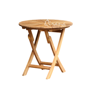 โต๊ะในสวนทำจากไม้ธรรมชาติเป็นมิตรกับสิ่งแวดล้อมโต๊ะทรงกลมมีแสงแดดโต๊ะไม้สักพับได้ยาว120ซม. ทำจากทองเหลืองแข็งแรง - Product Image 1