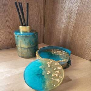 Handmade resin coasters with ocean swirl effect epoxy <b>mats</b> perfect for modern home coffee <b>bar</b> dining table and gifts - Product Image 5