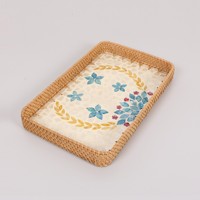 Plateau à fruits en rotin écologique 3 pièces rectangulaire multi-usages mélange de rotin nacre plateau de service pour la maison fabriqué au Vietnam
