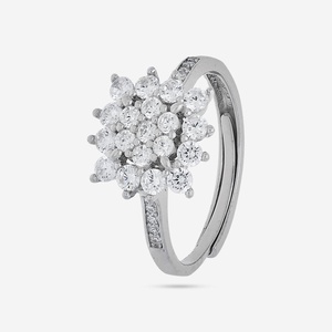Bague pour femme en argent 925, 191168, tendance et élégante, plaqué or rhodié, incrustée de zircon de laboratoire, technologie griffe, motif fleur - Product Image 5