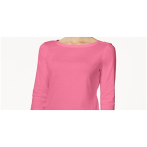 Maglia da Donna Charter Club XL in Cotone Pima con Collo a Barchetta, Traspirante, Stile Casual con Logo Ricamato, Design Semplice, Colore Rosa - Product Image 2