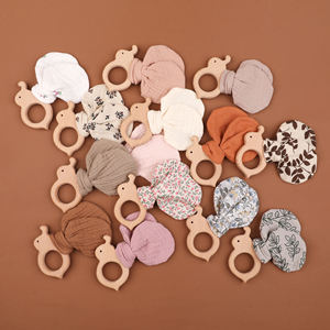 Anneau de dentition en <span class=keywords><strong>bois</strong></span> de hêtre naturel pour bébé oreilles de <span class=keywords><strong>lapin</strong></span> en coton anneau de dentition pour nouveau-né rongeur gomme soulagement de la douleur <span class=keywords><strong>hochet</strong></span> sensoriel molaire - Product Image 2