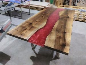 POUR L'ARTISANAT TABLE RONDE EN RÉSINE ÉPOXY POUR LA SALLE À MANGER Meubles Table de rivière en bois et résine pour la maison et le bureau - Product Image 2
