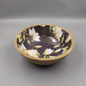 Bol de service en bois poli de luxe au design unique, logo personnalisé, taille personnalisée pour la maison, l'hôtel, le restaurant, la table, les aliments, les collations - Product Image 1