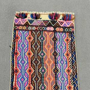 Alfombra Turca de 1.3x2.8 pies, Alfombra Pequeña Vintage, Alfombra de Lana con Diseño Floral Azul - Product Image 5