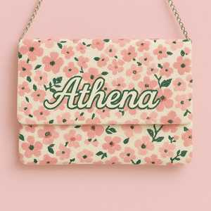 Daisy Floral Clutch, Beaded <b>Pink</b> Flower Purse, Custom Name Beaded <b>Bag</b>, Handmade Beaded Daisy Clutches, Spring <b>Crossbody</b> - Product Image 4