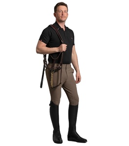 กางเกงขี่ม้าสตรีแบบสั่งทำพิเศษ ขายดี OEM แบบเต็มตัว ซิลิโคนกันลื่น สำหรับขี่ม้า ผ้ายืด/ไนลอน ลายเสือดาว มีเชือกผูก - Product Image 5