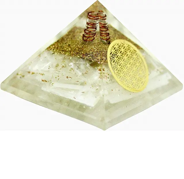 Hayat çiçeği Selenite Orgone piramit Orgonite piramit enerji şifa kristalleri ve taşlar Emf koruma piramit