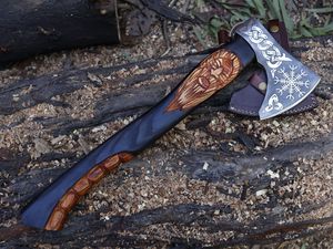 Hache de camping en acier à haute teneur en carbone, lame gravée, manche forgé à la main, vente en gros, qualité supérieure, service OEM ODM personnalisé, vente chaude - Product Image 5