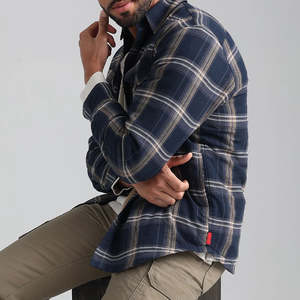 <b>Men's</b> Plaid Flannel Shirt <b>Jacket</b> Custom Stand Collar Warm Long Sleeve Quilted <b>Lined</b> Front Logo Design Rain Weather Winter <b>Jacket</b> - Product Image 4