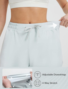 Pantalones cortos deportivos informales de tacto fresco con agua ecológica sólida de primavera y verano para mujer, pantalones cortos deportivos de Yoga de cintura alta de secado rápido - Product Image 5